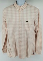 Lacoste Slim Fit Long Sleeve Button-up Shirt Size M Pink Plaid Gator Logo - £14.20 GBP