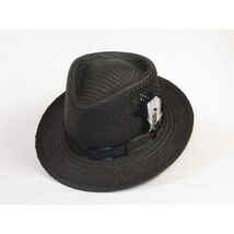 Men's Bruno Capelo Genuine Straw Hat Fedora Geneva Panama GA626 Black image 2