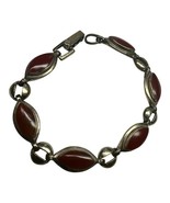 6.75”, vintage Mexican sterling silver 925 handmade bracelet with red ja... - $163.27 CAD
