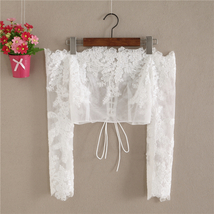 White Off Shoulder Crop Lace Top Wedding Bridal Custom Plus Size Floral Lace Top image 1