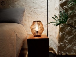 Nordic Bedside Lamp Minimalist Desk Light Fixture Wooden Housewarming Gift - £78.63 GBP