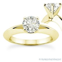 Round Cut Moissanite 14k Yellow Gold Knife Edge 4Prong Solitaire Engagement Ring - £584.72 GBP+
