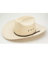VINTAGE REAL STRAW COWBOY HAT  MILANO  7⅛ BAND IVORY LARRY MAHAN WESTERN... - $922.97 MXN