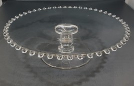 Imperial CANDLEWICK Cake Stand Clear Beaded Glass Pedestal Round Plate - $49.49