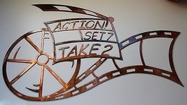 Metal Wall Art Home Decor Movie Clapper 24&quot; Copper - £30.35 GBP