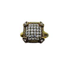 Judith Ripka Gold Vermeil SS CZ Pave Square Heart Olivia Ring - $175.00