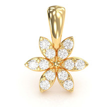 Diamond Encrusted Flower Pendant In 14k Yellow Gold - £157.43 GBP