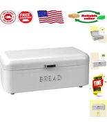 Soho White Metal Bread Box with Hinged Lid - Elegant Kitchen Storage Sol... - $1,917.05 MXN