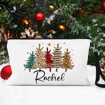 Personalized Christmas Pouch, Christmas Tree Makeup Bag, Girls Christmas Trip Zi - £12.75 GBP