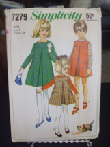 Simplicity 7279 Girl's Dress or Jumper Pattern - Size 4 Chest 23 - $13.58