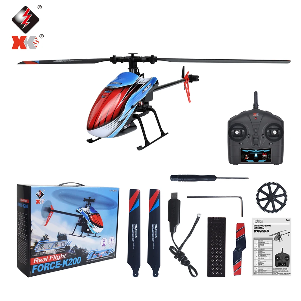 NEW WLtoys XK K200 Rc Helicopter 4Ch RC Plane 2.4G 3D 6G System Brush Motor f - £100.34 GBP+