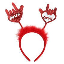 Valentine s Day Headbands Valentines Day Heart Hair Bands Heart Glitter Love You - £16.44 GBP