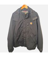 Carhartt Shoreline Jacket Black Full Zip Hooded Coat Water Repellent Mens L - $55.00