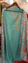 Russian Silk Semi Stitched Salwar Suit Set, Organza Floral Digital Print Dupatta - £59.53 GBP