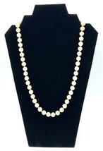 Monet Cream Faux Pearl Necklace Box Clasp Vintage 9mm 55 Pearls 24” Red Box - £15.30 GBP