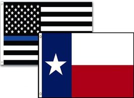 2x3 USA Police Blue Texas State 2 Pack Flag Wholesale Set Combo 2&#39;x3&#39; Double Sti - £7.42 GBP