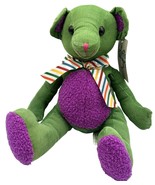 Vintage Beverly Hills Teddy Bear Green Corduroy Bear Plush Toy Purple READ - $19.80 CAD