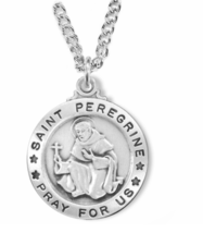 Sterling Silver St Peregrine Patron Of Cancer Medal Necklace &amp; Chain - £72.37 GBP