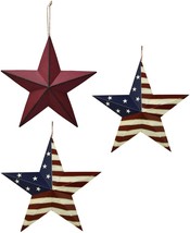 3set Patriotic Metal Barn Star Wall Decor, 12inch Hanging Country Rustic... - £22.41 GBP