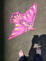 Pink Falcon Raptor Bird Kite Nylon and Wood Hand Made 45 x 36 Inches Indonesia - £15.00 GBP