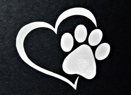 Heart Dog Paw Die-Cut Vinyl Indoor Outdoor Car Truck Window Decal Sticker - £3.98 GBP