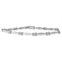 0.75 CT Simulated Diamond 14K White Gold Plated &quot;X&quot; Link Tennis Bracelet 7&quot; Inch - £242.88 GBP