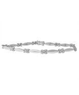 0.75 CT Simulated Diamond 14K White Gold Plated &quot;X&quot; Link Tennis Bracelet... - £242.16 GBP