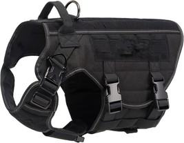 Tactical Dog Harness - No Pull Dog Harness - Military Dog Vest (Black,Size:M) - £23.32 GBP