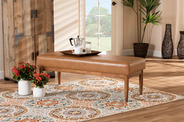 Mabel Tan Faux Leather Walnut Brown Dining Bench - $4,035.30 MXN