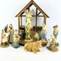 Vintage The Nativity 11 Pc Set CrecheHand Painted  Porcelain 1993 Stable  - £79.00 GBP