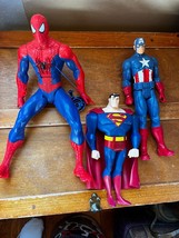 Lot of Marvel Comic Large SUPERMAN Plastic Spiderman & Captain America Action - $19.39