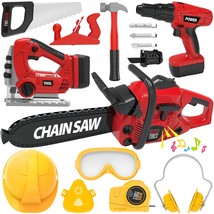 Kids Tool Set With Electric Toy Drill Chainsaw Jigsaw Toy Tools, Realistic Kids  - £65.58 GBP