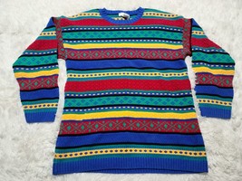 Picone Sport M Sweater Womens Knit Textured Colorblock Colorful Geometric VTG - £16.95 GBP