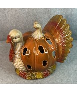 Vintage Handmade Ceramic Turkey Pumpkin Fall Combo Centerpiece  - £32.91 GBP