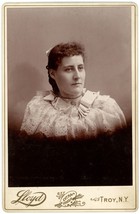 Circa 1880&#39;S Cabinet Card Beautiful Young Woman Dress &amp; Choker Lloyd Troy, Ny - £7.52 GBP