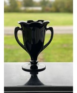 L.E. Smith Black Amethyst Glass Trophy Vase Spooner Art Deco - £47.66 GBP