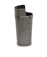 Black Brushed Floral Design Heavy Metal Mini Bic Cigarette Lighter Case - $14.87 CAD