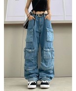 Multi-Pocket Blue Washed Cargo Pants - $44.99
