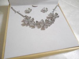 Charter Club Silver-Tone Crystal Flower Collar Necklace &amp; Stud Earring R905 $27 - $13.43