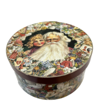 Vintage Victorian Christmas Art Collage Round Tinket Box With Lid 4.5 x 2&quot; - $9.03