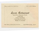 Luxor Restaurant Sherbrooke Ontario Canada Ad Card &amp; Mileage Chart 1950&#39;s - $11.88