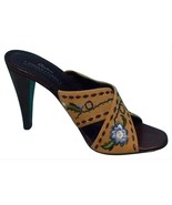 Donald Pliner Brown Leather Shoe New Criss Cross Sandal Embroidery NWT $265 - $144.97 CAD