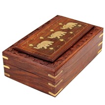 Beautiful Wooden Jewellery Box Jewel Organizer Hand Carved For Women 8x5 Inches - £20.85 GBP