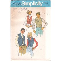 UNCUT Vintage Sewing PATTERN Simplicity 7285, Mens and Misses 1975 Unlined Vest - £6.27 GBP