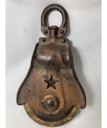 Vintage Cast Iron &amp; Wood Starline Barn Swivel Pulley Rustic Primitive - ... - $50.15 CAD