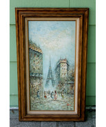 Original textured oil on canvas painting of Eiffel Tower Paris signed wo... - €163,37 EUR