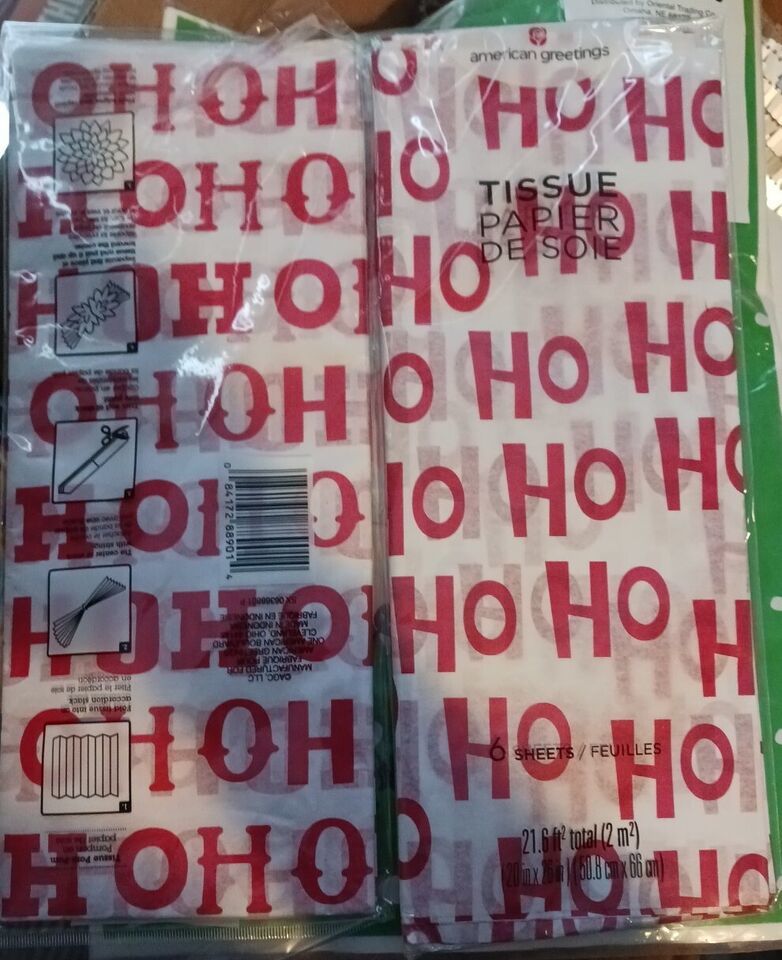 American Greetings Red and White Hohoho Tissue Paper Lot of 2 Packages SEALED - $9.90