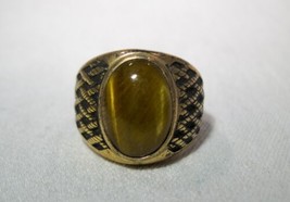 Vintage C &amp; C Clark and Coombs Tigers Eye Ring Size 10 3/4 K1021 - £51.43 GBP