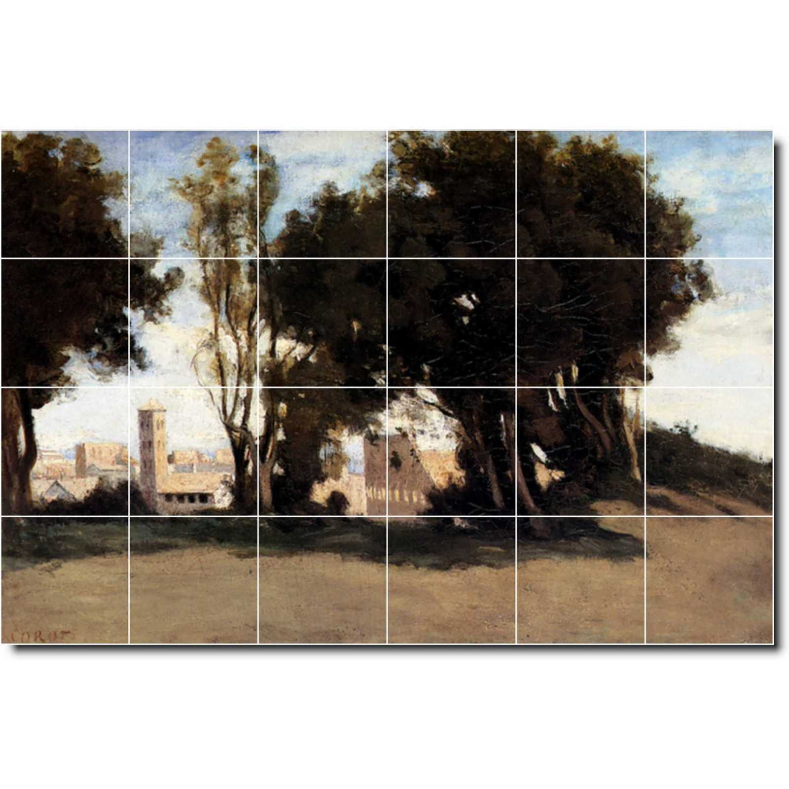 Corot jean rome le colisee vu des jardins farnese