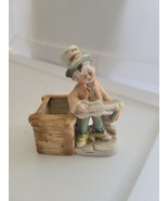 Vintage Mini Ceramic Figurine Planter Made in Japan Boy Playing Guitar T... - $14.50